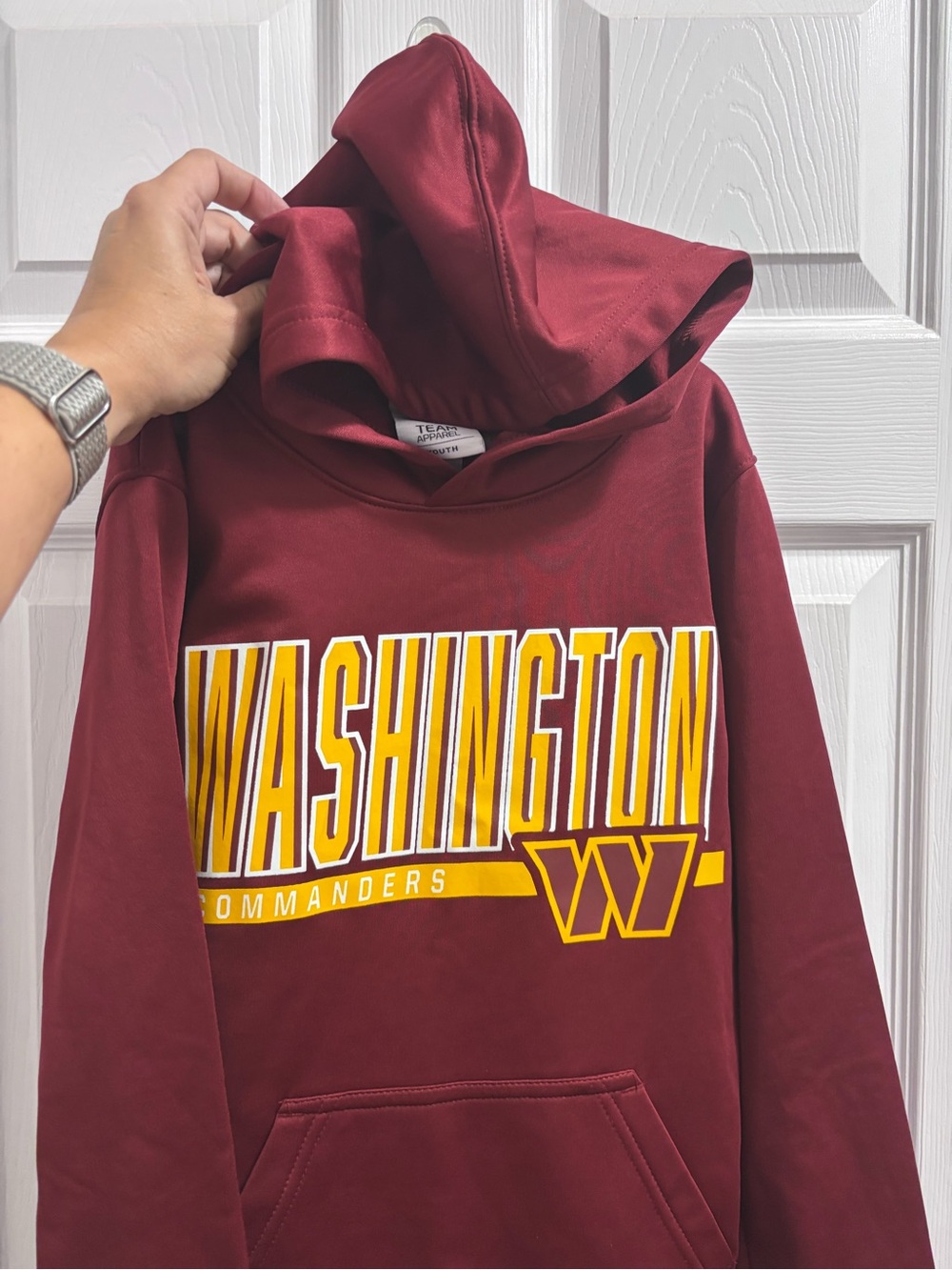 NFL Maroon Washington Commanders Pullover Hoodie with Yellow Logo